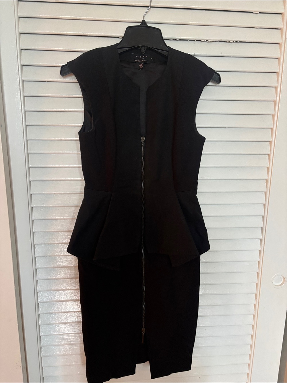 Ted Baker Black Sleeveless Peplum Zip-Front Dress